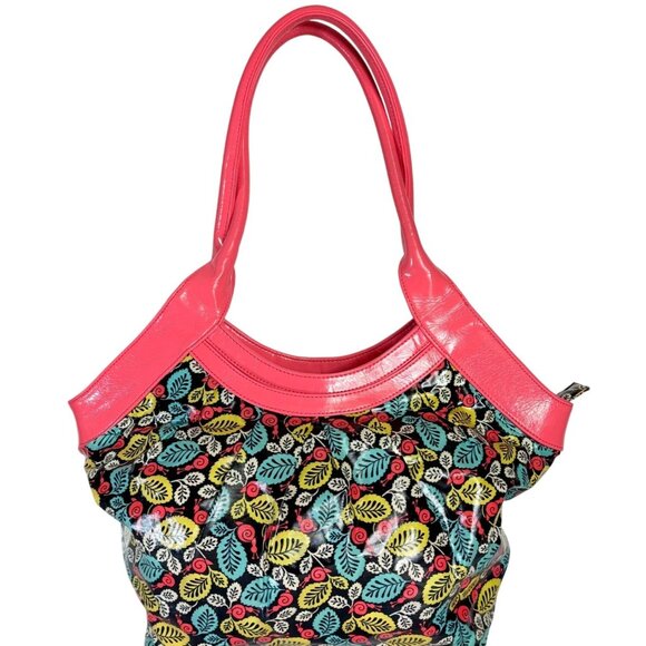 Vera Bradley Frill Vinyl Tote Bag Happy Snails Waterproof Colorful Purse Zip - Picture 15 of 16
